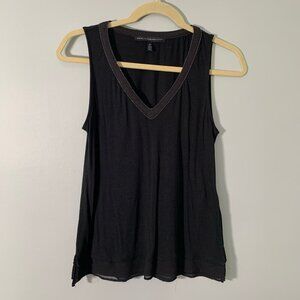 WHBM black sleeveless v-neck detail stretchy flowy spring‎ summer career top